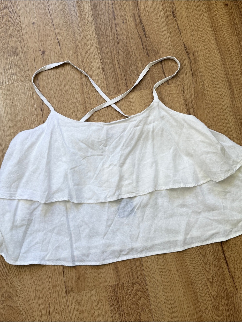 DL1961 White Double Ruffle Camisole